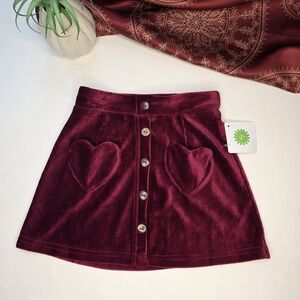 Shosho Skirt Burgundy Heart Pocket Kids Size 4/5 NWT